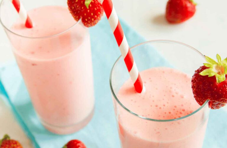 Aardbeien smoothie met yoghurt